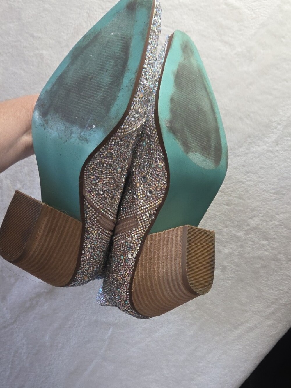 Betsey Johnson Silver Sparkle Rhinestone Ankle Boots - Picture 4 of 5